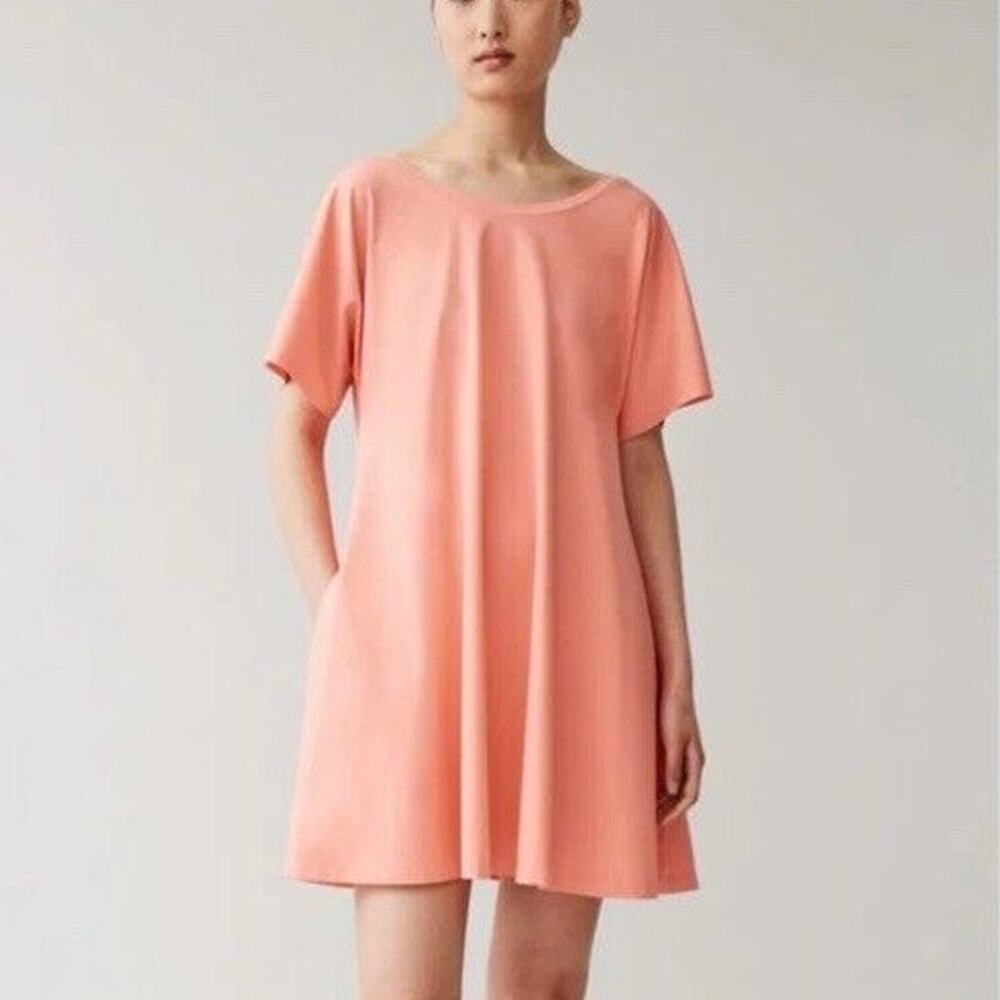 COS Dress Short Sleeve Shift Dress Coral